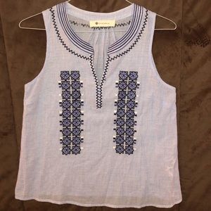 The Impeccable Pig Sleeveless Embroidered Blouse